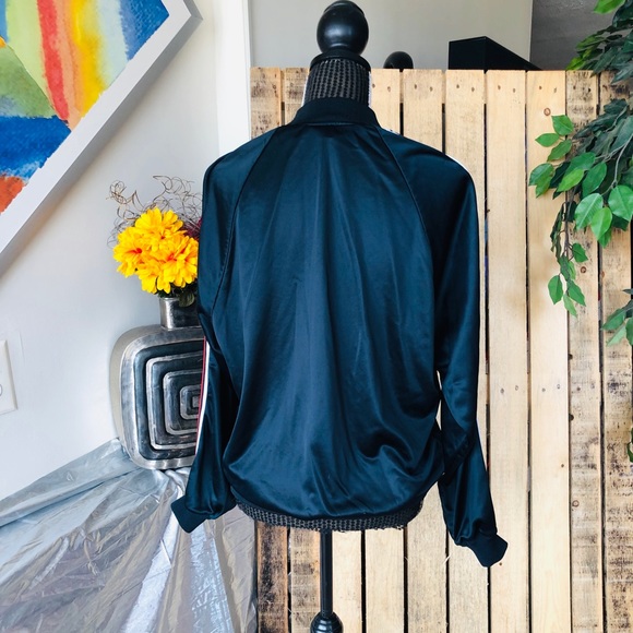 Pierre Cardin Women’s Jacket Black w. Red & White Stripes Vintage / Retro Sz. M - Picture 8 of 10